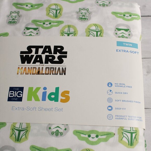 Star Wars Mandalorian Twin Sheet Set Kids Bedding Baby Yoda Grogu - Picture 4 of 6